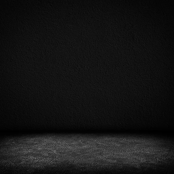 Černé tmavé zrno zdi a černé podlahy interiér — Stock fotografie