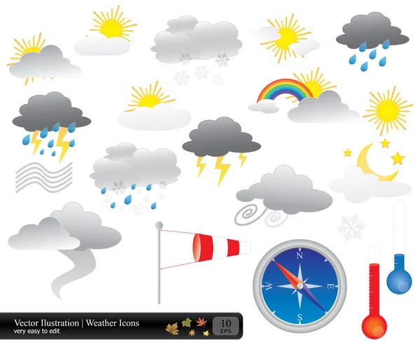 Vector weather icons pack — Stock Vector