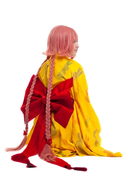 Lány a cosplay karakter kimonó ruha — Stock Fotó