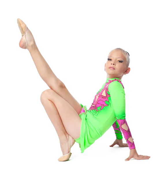 Cimnastik egzersiz yaparak genç genç kız — Stok fotoğraf