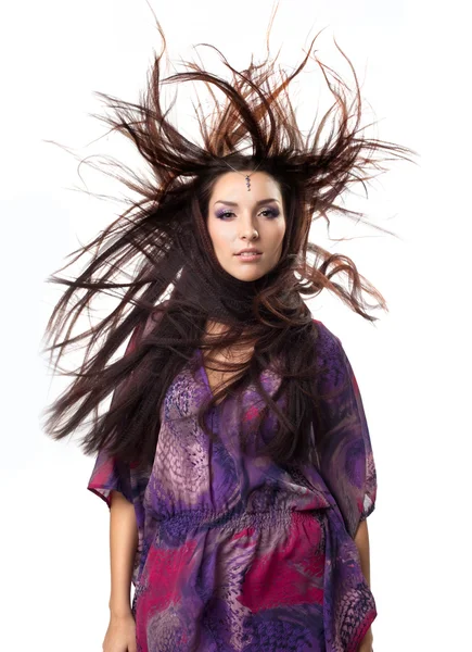 Incredibile giovane ragazza ritratto wint capelli saltare in aria — Foto Stock