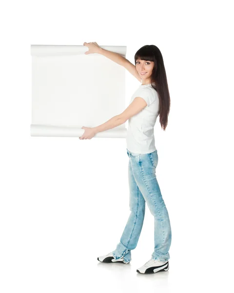 Lady with blank — Stock Photo, Image