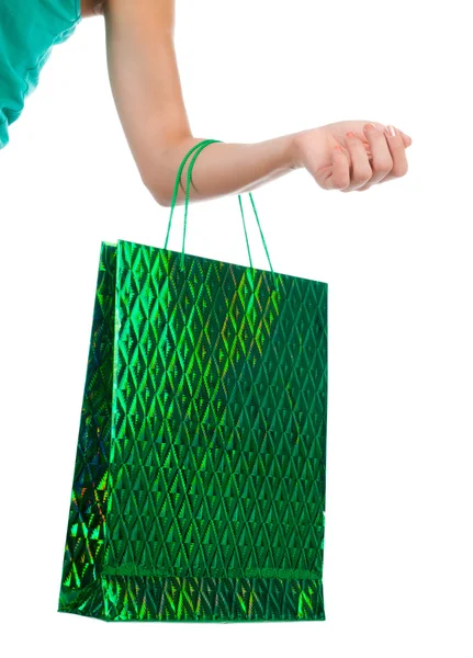 女性の手開催ショッピング バッグ — ストック写真