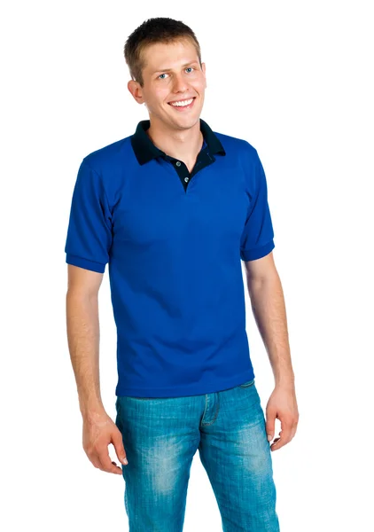 Człowiek w niebieskie uniformy — Zdjęcie stockowe