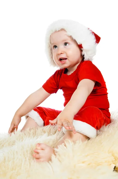Vánoční dítě v santa hat — Stock fotografie