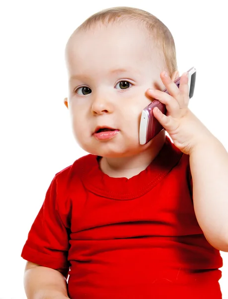 Little girl with the phone — Stock Photo, Image