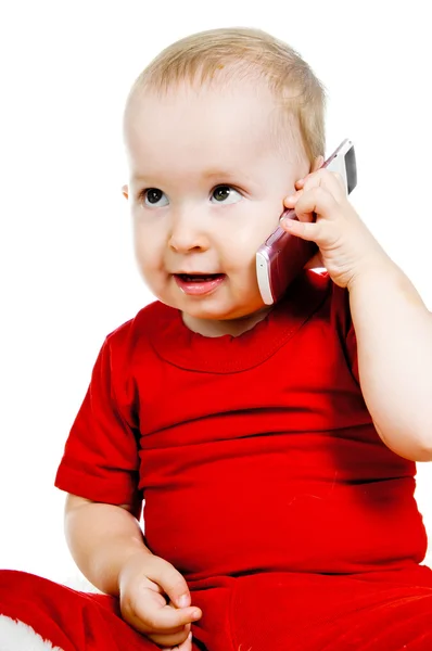 Little girl with the phone — Stock Photo, Image