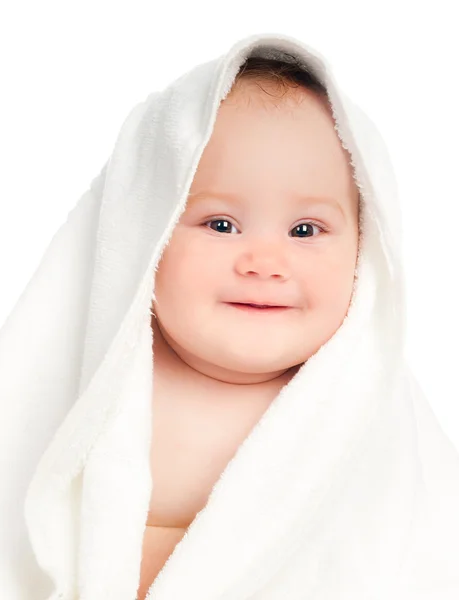 在一条毛巾的小小孩 — 图库照片