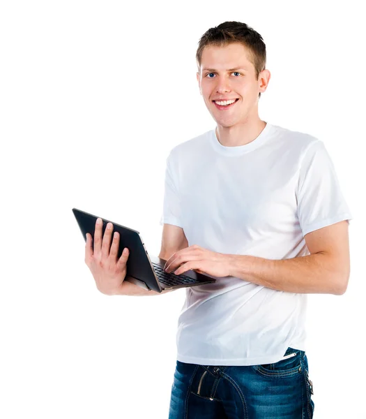 stock image Smart guy with a laptop