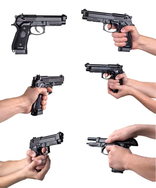 Guns in hands — Stock Photo, Image