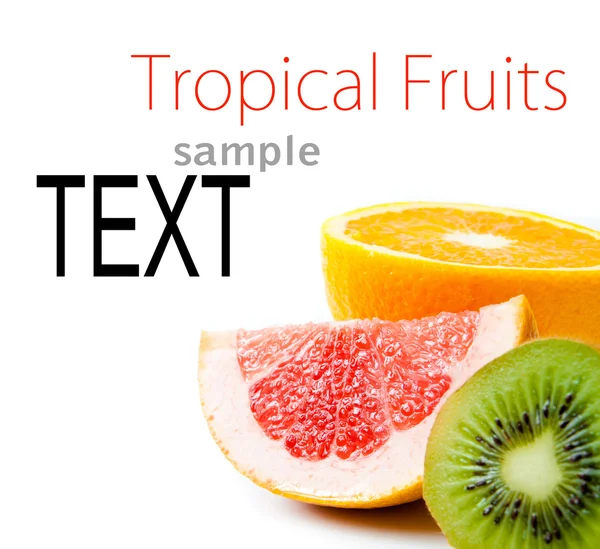 Mintaszöveg a trópusi gyümölcsök — Stock Fotó