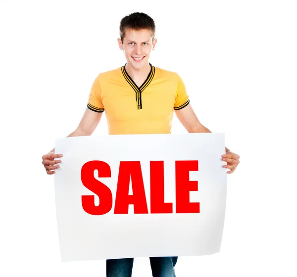 stock image Man holding rd sale