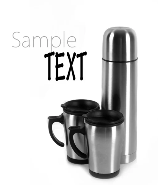 Thermos and cups — Stock Photo, Image