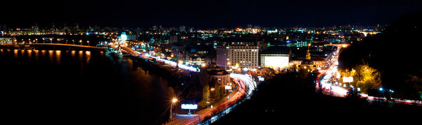 Beautiful panorama of the city at night