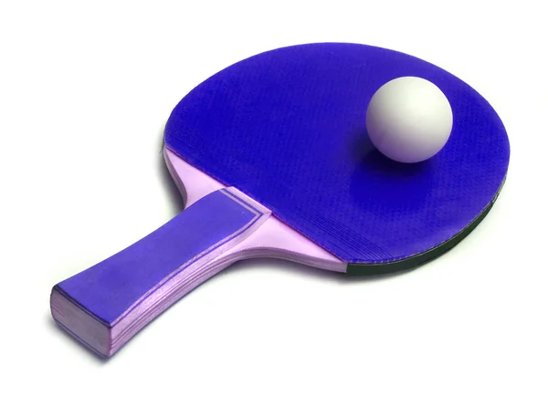 Balle de ping-pong sur raquette — Photo