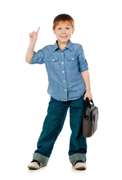 Little boy with bag — Stock Photo, Image