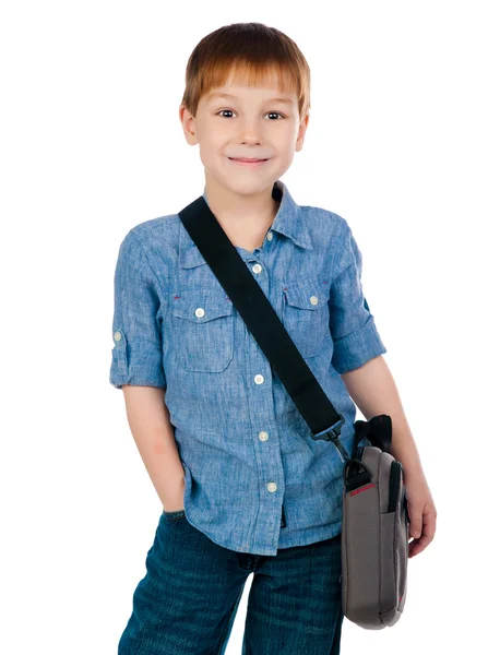 Kleiner Junge mit Tasche — Stockfoto