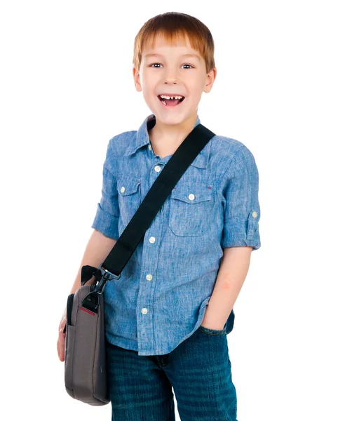Liten pojke med väska — Stockfoto