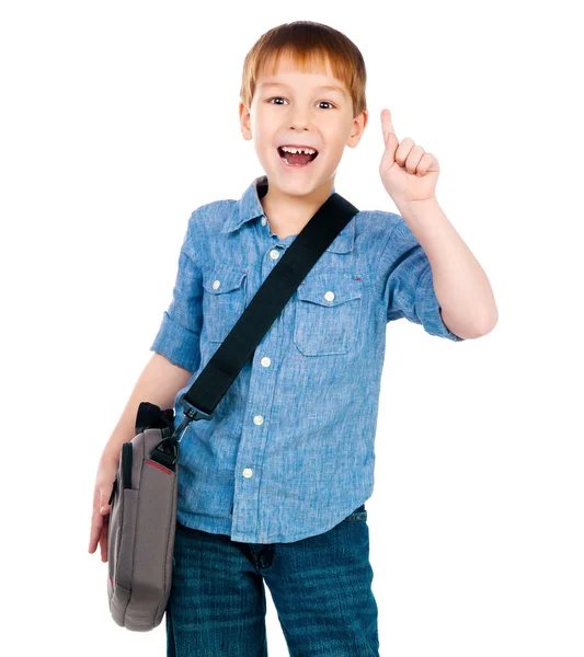 Kleiner Junge mit Tasche — Stockfoto