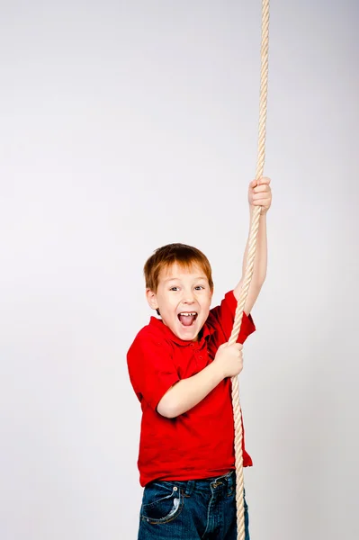 Boy with a rope — Stock Photo, Image