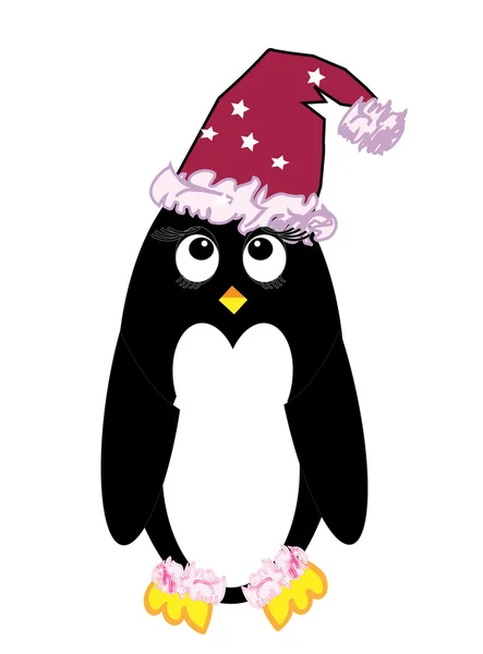Vánoční tučňák kreslený — Stockový vektor