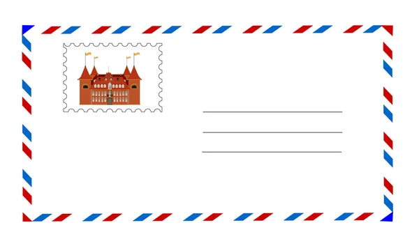 Witte envelop met postzegel vector — Stockvector