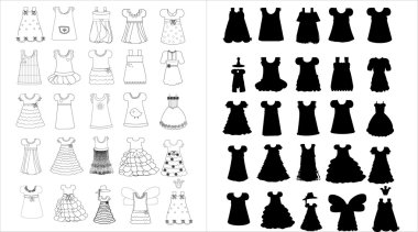 Vector illustration of children's dresses clipart