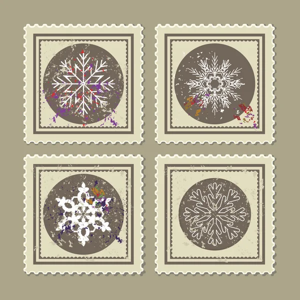 Ретро-рождественские марки — стоковый вектор