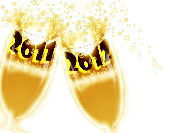 New Year, 2012, celebrated with the glasses — Stock Photo, Image