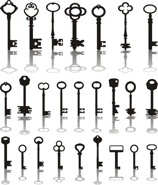 Antieke keys, collectie — Stockvector