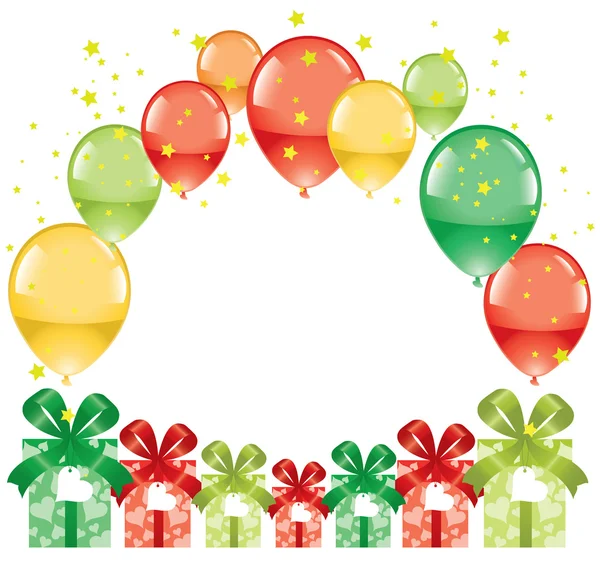 Ballons festifs et coffrets cadeaux — Image vectorielle