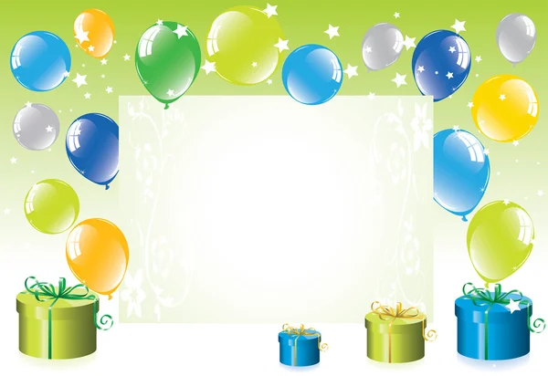 Ballons festifs et coffrets cadeaux — Image vectorielle