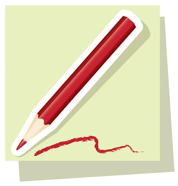 Sticker van rood potlood — Stockvector