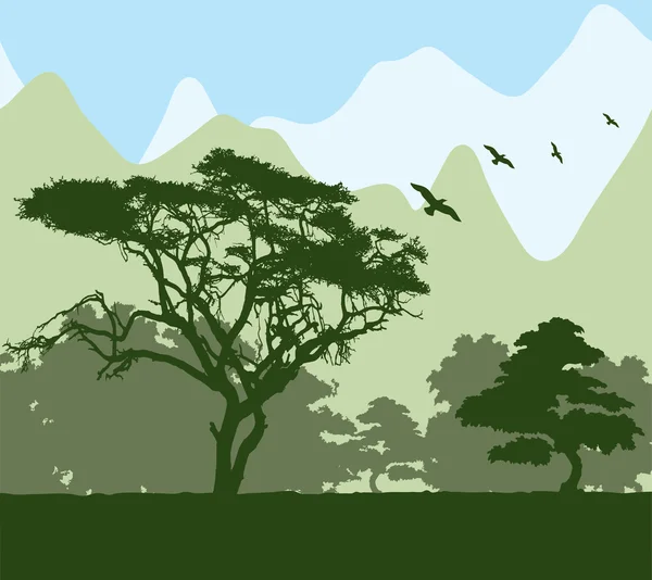 Forêt et montagnes — Image vectorielle
