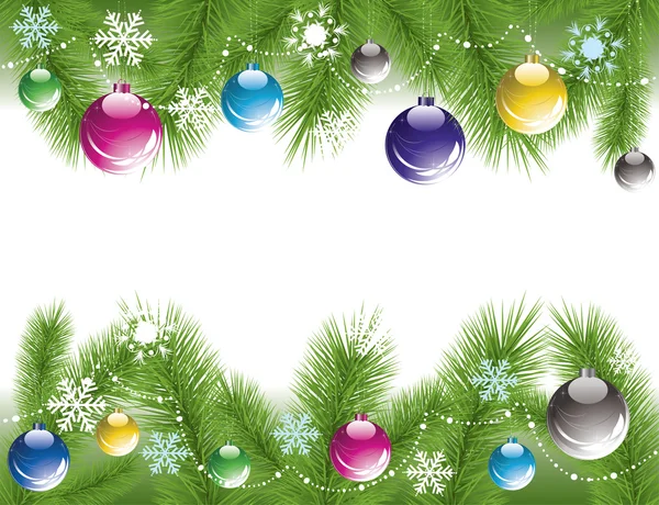 Kerstboom takken met decoratie — Stockvector
