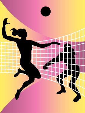 Abstract illustration of volleyball players clipart