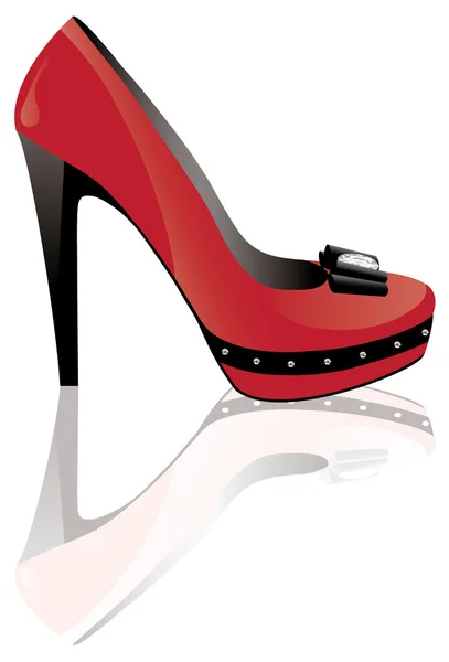 Rode hoge hak schoen — Stockvector