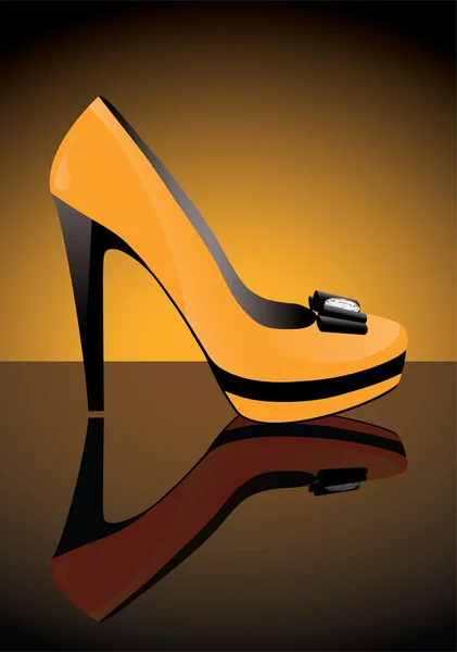 Жовте взуття з відображенням — стоковий вектор
