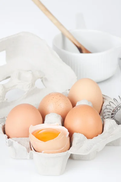 Eier und Topf — Stock Photo, Image