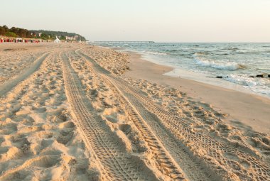 Tire tracks on the beach clipart