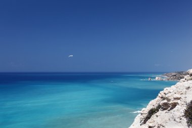 deniz manzarası. Kıbrıs Paphos yakınındaki.