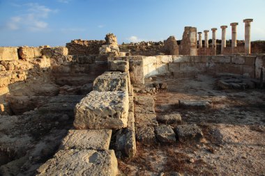 Pafos, Kıbrıs, antik tapınak kalıntıları.