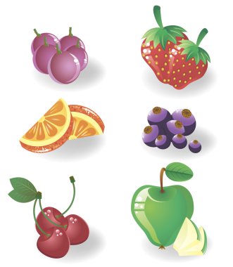 Set fruit and berries clipart