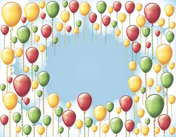 Mavi gökyüzünde şenlikli balonlar — Stok Vektör