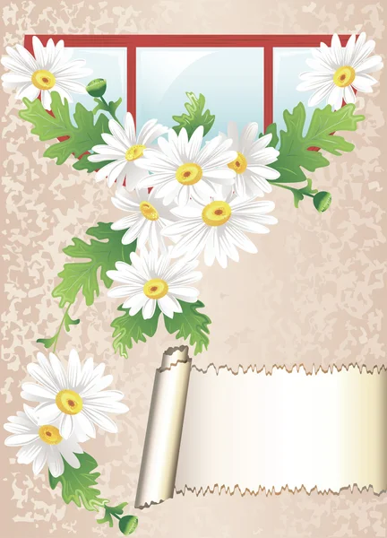 花とビンテージのカード — ストックベクタ