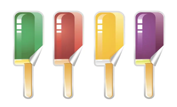 Vier verfrissend en kleurrijke ijsjes — Stok Vektör