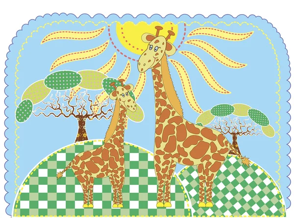Dois girafa bonito — Vetor de Stock