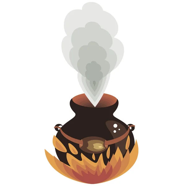 stock vector Witches cauldron on the fire