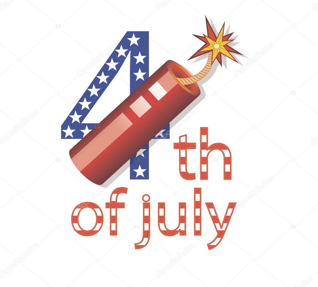 Happy 4th July Graphic on White Background