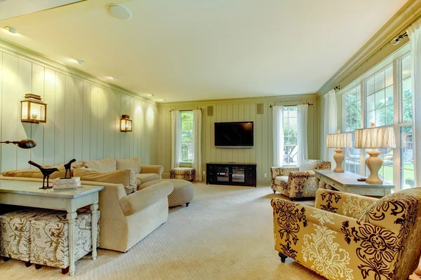 Natuurlijke luxe room en groene woonkamer — Stockfoto